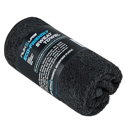 NUKURA 12’’ x 40’’, 450 GSM Gym Sweat Towel for Outdoor Workout, Running, Yoga, Pickleball, Padel, High Absorbent with Extra Softness, 100% Cotton Neck Towels, Black - color: Black