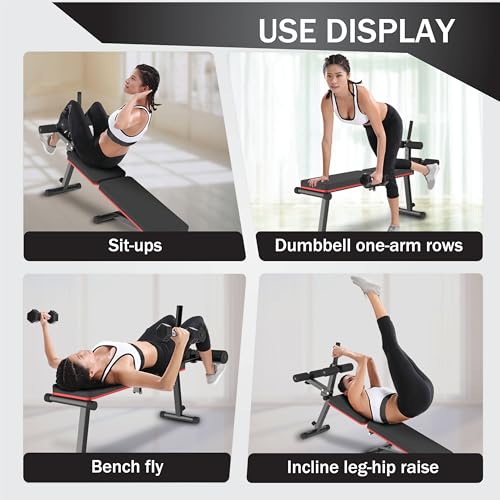 Decline & Flat Bench, Foldable, Multi-Gear Adjustment, Full Body Workout, 660 lbs/300 kgs Capacity