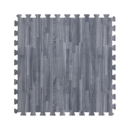 IncStores Premium Soft Wood Print Foam Flooring Tiles | Interlocking Foam Tiles for Home, Gym, Training and Yoga | 3/8 and 5/8 Inch - color: 5/8" - Grey, size: 64 Sq Ft