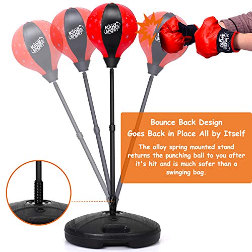 Costzon Punching Bag for Kids, Boxing Bag Set Toy with Height Adjustable Stand, Kids Boxing Gloves and Hand Pump, Freestanding Boxing Equipment Gift for Boys and Girls 8+ Years Old - style: 48.5" Height