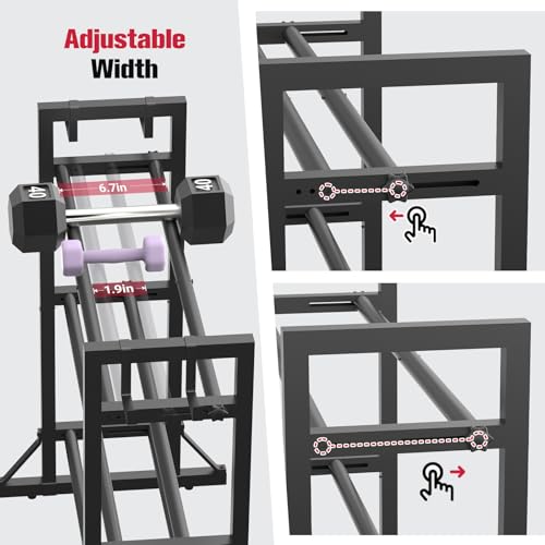 3 Tier Adjustable Dumbbell Rack Stand, Heavy Duty Carbon Steel Weight Storage Organizer for Home Gym, Easy Assembly, 450 lb Capacity for Dumbbells & Kettlebells (Dumbbell Rack Stand Only)