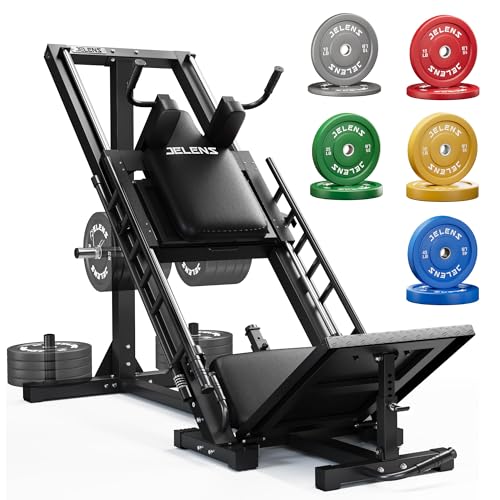 JELENS Leg Press Hack Squat Machine, Leg Machine for Home Gym with Linear Bearing, L11 Professional Adjustable Leg Exercise Machine, Lower Body Workout - color: Black, size: 260LB Colored Weights Package