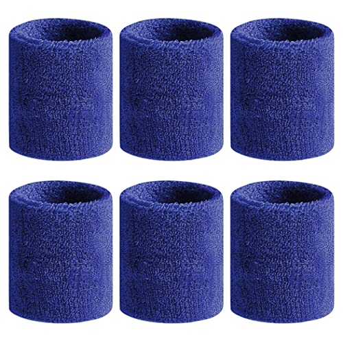 BEACE Sweatbands Sports Wristband for Men & Women - Moisture Wicking Athletic Cotton Terry Cloth Sweatband for Tennis, Basketball, Running, Gym, Working Out - color: DP Blue