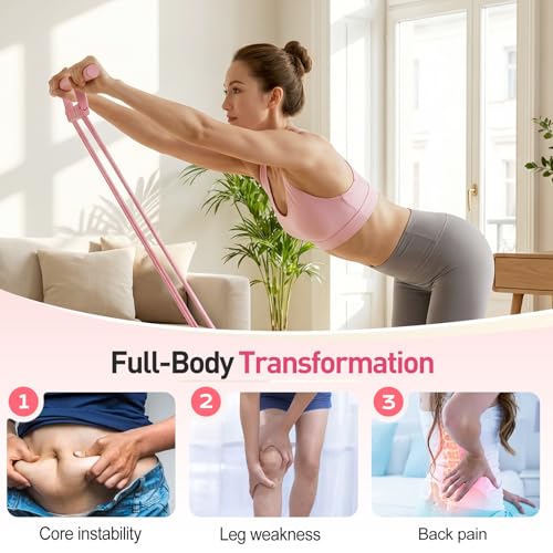 Pedal Resistance Band with Handle, 2026 New Upgrate 8 Tube Exercise Band 3‑in‑1 Multi-Function for Foot Pedal Pull, Back Stretch & Chest Expand, Portable Latex Fitness - color: Multicolor