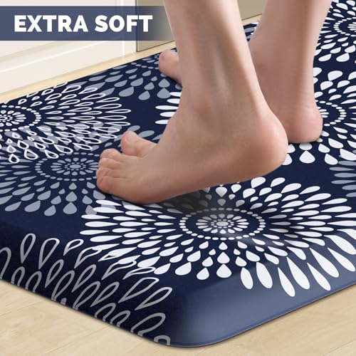 LuxStep Kitchen Mat Waterproof Kitchen Rugs for Floor Cushioned Anti-Fatigue Mat Non-Slip Standing Desk Mat Comfort Floor Mats for House Sink Office 17.3" x 60" Blue - color: Blue, size: 60"L x 17.3"W x 0.5"Th