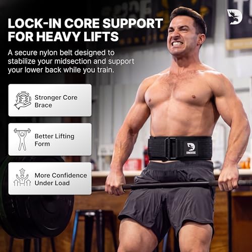 DMoose Fitness Auto Locking Weight Lifting Belt for Men & Women - 4" Nylon Squat & Deadlift Belt with Quick-Release Buckle - Gym Workout Belts for Lumbar Back Support for Weightlifting & Powerlifting - color: Black 2.0, size: X-Large
