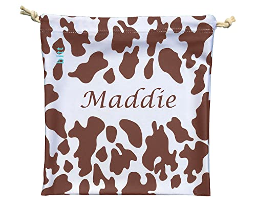 Bitt Sportswear Personalized Gymnastics Grip Bag in Cow Print with Crystals Options (Brown Cow Print) - color: Brown Cow Print