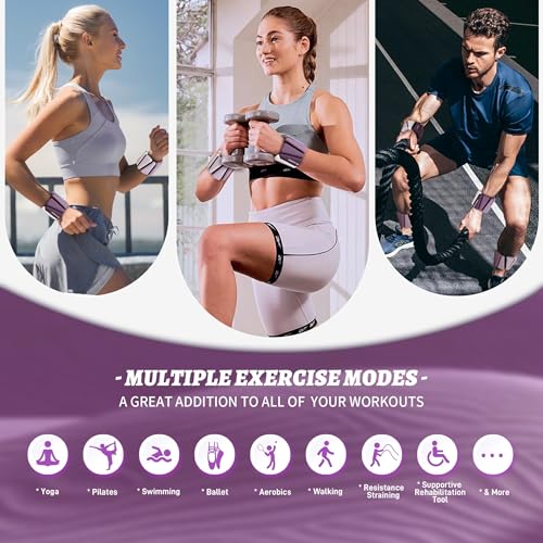 BECOJADDE Ankle Weights for Women Wrist Weights Set of 2 (1 lb/2 lb Each) Adjustable Arm Leg Weight for Womens Men Suitable for Walking Swimming Running Pilates Yoga Gym - color: Deep Plum, size: 2lb Pair (1lb Each)