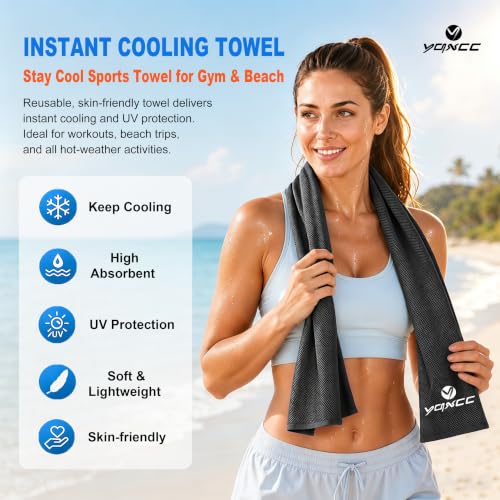 YQXCC 4 Pack Cooling Towels (40"x12"), Cool Neck Towel, Soft Breathable Microfiber for Gym, Yoga, Golf, Running, Camping & Summer Outdoor Activities - color: 2 Dark Gray + 2 Light Gray
