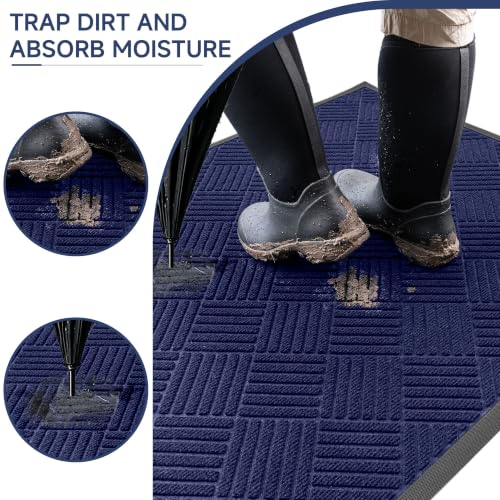 100pointONE Front Door Mat, Heavy Duty Indoor Outdoor Doormat, 72" x 24" Low Profile Outdoor Mats for Home Entrance, Stain and Fade Resistant Welcome Mat Ideal for High Traffic Area, Diamond Blue - color: Blue Diamond, size: 2' x 6' (Rectangular)