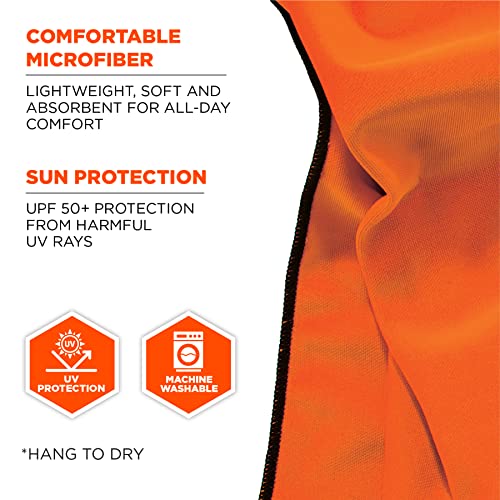 Ergodyne Chill Its 6602MF Cooling Towel, Soft Microfiber Material, UPF 50+,Orange,41" x 9.84" - color: Orange