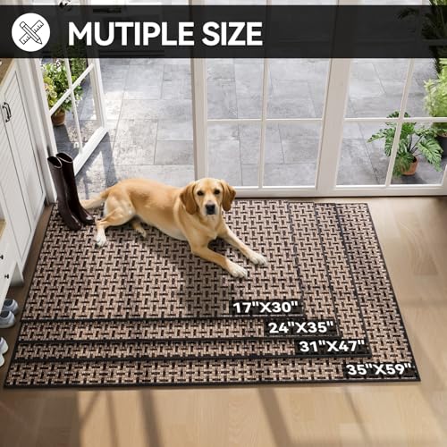 Door Mat 24x72 Dirt Resistant and Absorbent, Non-Slip Rubber Backing Floor Mats, Easy Clean Low-Profile Doormat for Entryway, Front Door, Inside Entrance Black - color: A- Black, size: 24"x72"