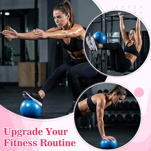 4 Pcs Small Exercise Pilates Ball Bulk 9 Inch Mini Yoga Balls Anti Burst and Slip for Stability, Fitness, Physical Therapy, Stretching & Core Workout at Home Gym Office Class - color: Solid Blue