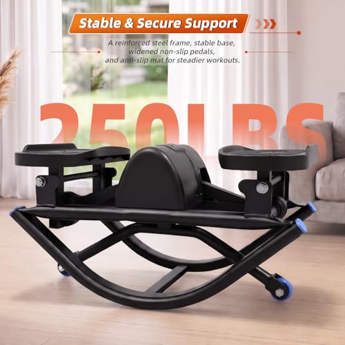 Rocking Stepper Side-to-Side, Low-Impact Lateral Stepper with Resistance and Widened Pedals, 250 lb Capacity Quiet Exercise Stepper with LCD Monitor, Bands and Anti-Slip Mat for Women’s Home Workout