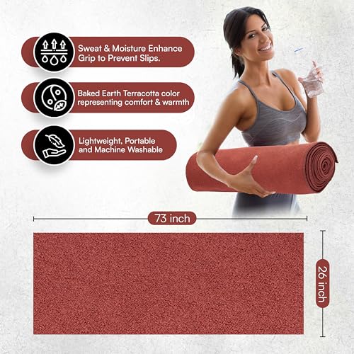 Yoga Mat Towel - Double Sided Microfiber Yoga Towel - Sweat Absorbent Non Slip Hot Yoga Towel - Lightweight, Quick Drying Pilates Towel - 73" x 26", Sedona - color: Sedona