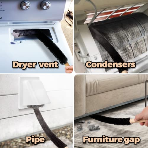 Holikme Dryer Vent Cleaner Kit - 4 Pack Flexible lint Trap Cleaner Tools | Deep Cleaning Tool for Fridge, Washer, Stove Gaps & Tight Spots – Crevice & Brush Set Boosts Efficiency, Reduces Fire Risk - size: Long 4Pack