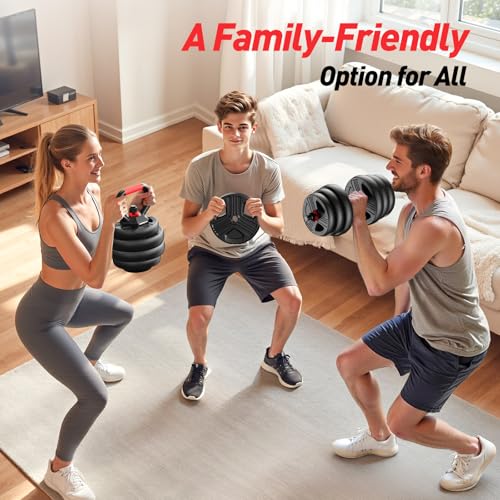 FITPLAM Adjustable dumbbell set,20/35/45/55/70/90lbs Free Weights set with upgraded nut, 5 in 1 Weight Set Used as Kettlebells, Barbell, Push up Stand, Fitness Exercise for Home Gym Suitable Men/Women - style: 35LB Total (17.5LB Each)