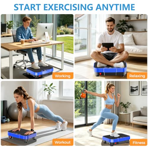 Vibration Plate Exercise Machine Vibration Plate for Lymphatic Drainage Weight Loss,Muscle Activation Fat Burner for Women Men,250 Speeds Shake Plate,Whole Body Exercise Equipment - color: Blue
