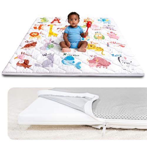 Baby Play Mat, 50x50 Playpen Mat with Machine Washable Cover | Removable, Thicken Cushioning Playmats for Baby, Non-Slip Bottom, Easy to Clean for Infants, Animal - color: Animal, size: 50" X 50"