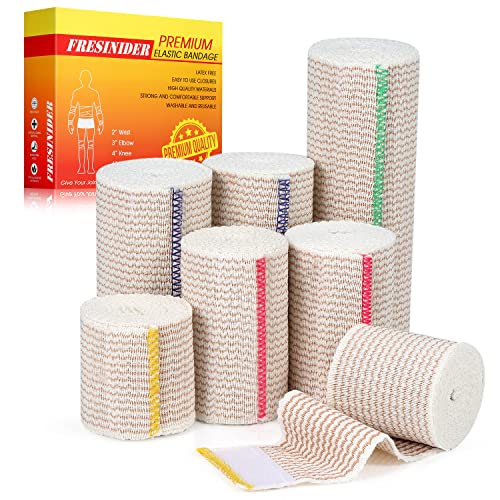 FRESINIDER Premium Elastic Bandage Wrap (7pack) Self Adhesive Cotton Latex Free Compression Bandage Wrap with Touch Closure at Both Ends, Support & First Aid for Sports, Medical, and Injury Recovery - color: 7 Pack Mix (2, 3, 4, 6 Inches)