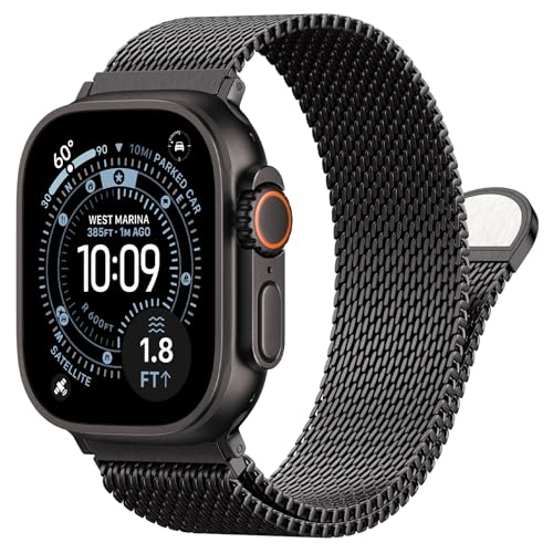 Milanese Loop Compatible with Apple Watch Band 40mm 41mm 42mm 38mm Men Women, Magnetic Buckle Strap Stainless Steel Mesh Metal Bands for iWatch Series 11 10 9 8 7 6 5 4 3 SE3/2/1 - color: 02-Black, size: 38/40/41/42mm(s10/11)