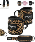 Breaking Limits Ankle Straps for Cable Machines Women - Cable Kick Back Set | Cable Kick Back Ankle Straps, Gym Cable Ankle Strap Attachment, Glute Leg Strap for Cable Machine, Neoprene, Double D-Rings - color: Leopard - Pair