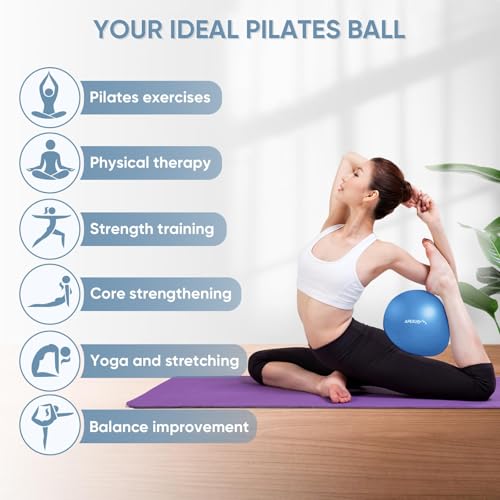 APEXUP 9 Inch Pilates Ball Small Exercise Ball for Yoga, Fitness, Balance, Core Workout, Physical Therapy - color: Blue