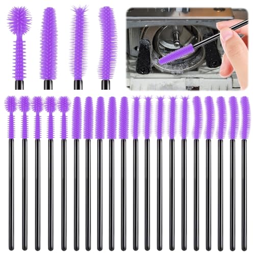 FJW Machine Cleaning Brushes, Reusable Silicone Dense Bristles Clean Brush for Sewing Machine Internal and Spool Area, The Every Nook and Cranny Sewing Machine Cleaning Tools 20 PCS Purple - color: Purple