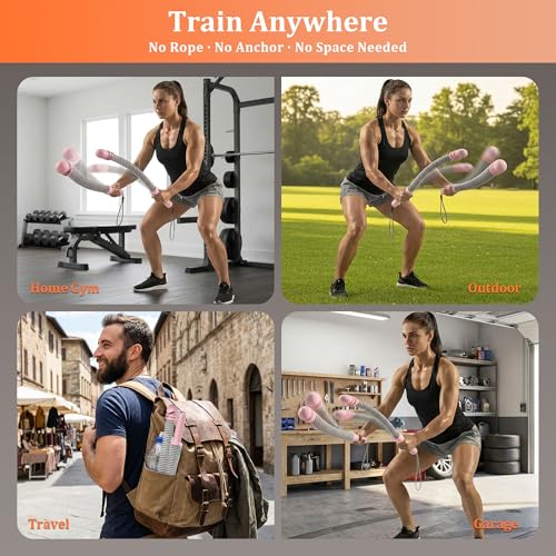 2pcs Adjustable Ropeless Battle Ropes for Home Gym, Weighted Cordless Battle Ropes for Home Workout, Portable Exercise Training Rope for Indoor and Outdoor (Pink) - color: Pink
