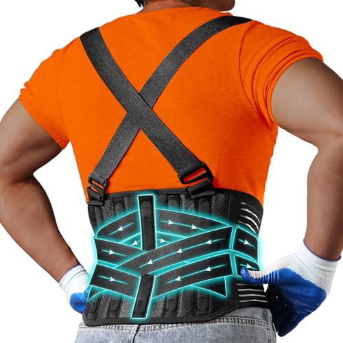 Work Back Brace with 2 Removable Suspender Shoulder Straps for Heavy Lifting Safety - Back Posture Corrector Belt for Men and Women in Construction, Warehouse Jobs Small - style: Small (26.5"-33")