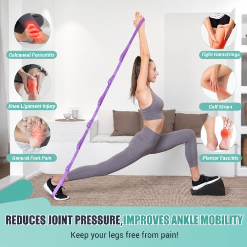Slant Board for Calf Stretching, 5 Adjustable Angles Incline Board for Squat Wedge, 480 lbs Weight Capacity Calf Stretch Yoga Foam Wedge for Exercise, Squat, Ankle Mobility & Physical Therapy - color: Black&Purple
