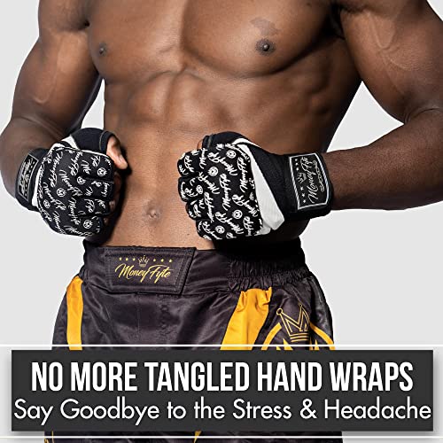 Quick Gel Boxing Wraps Under Boxing Gloves - Kickboxing MMA Muay Thai - Fist, Knuckle, Wrist Wrap Protection Inner Glove Hand Wraps - Men Women Kids - color: Black/White, size: Large-X-Large
