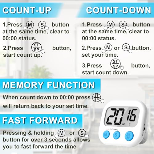ZILLEEN Classroom Timer for Kids Teachers 2 Pack Digital Timers, Black & White - color: Black & White