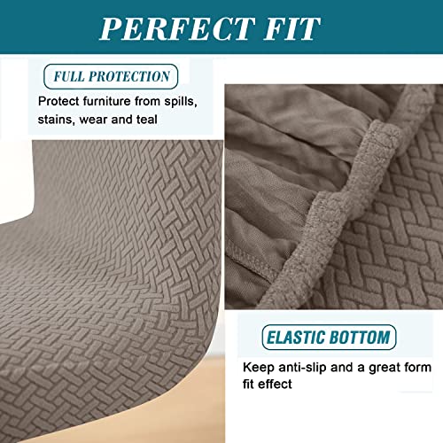 HFCNMY Bar Stool Covers with Backs,4 Pack Stretch Bar Stool Chair Covers,Jacquard Bar Stool Covers,Washable Bar Chair Covers Swivel Barstool Covers Slipcovers with Back Khaki - color: Khaki