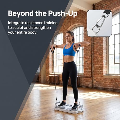 3-In-1 Multifunctional Push-Up Board & Resistance Band Trainer with Thickened Elbow Pads, Non-Slip, Pushup Handles, & Reps Time Monitoring, Portable Foldable Home Gym Fitness Equipment