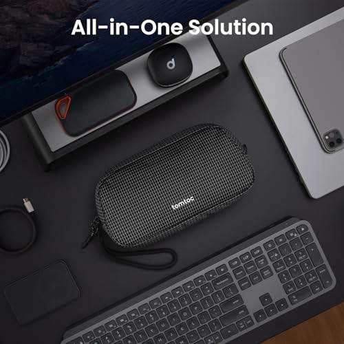 tomtoc Electronics Organizer Travel Case Performance, Water Resistant Bag Cable Tech Pouch Accessories, Carry Storage for Cord, Phone, Cables, Airpods, USB Flash Drive, Daily Items - color: Black Plaid, size: Small