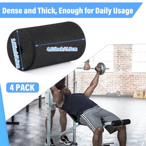 Deekin 4 Pcs Foam Foot Pad Rollers Buffer Tube Cover for Exercise Machine Home Gym Equipment Replacement Pads for Leg Extension Weight Bench Inversion Table(0.87 x 2.56 x 4.53 Inches) - size: 0.87 x 2.56 x 4.53"