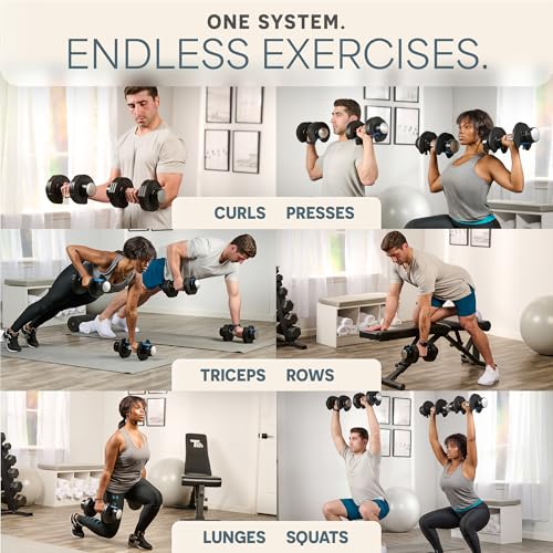 LifePro Adjustable Dumbbells Set – Quick-Adjust Space-Saving Weights with Anti-Slip Handle for Home Gym Strength Training - color: 25lb Pair Pin Adjustment