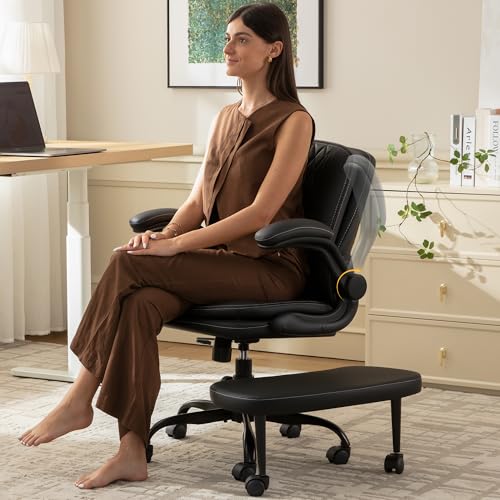AreShark Cross Legged Office Chair,ADHD Criss Cross Desk Chair with Wheels & Stretchable Rotating Footrest,Height Adjustable Wide Yoga Kneeling Meditation Chair with Flip-up Armrests Back Support - color: Black