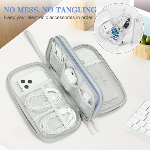 FYY Electronic Organizer, Travel Tech Pouch Bag, Medium, Blue Quilted | Wrist Strap, Waterproof, Double Layers Portable Electronics Travel Carrying Case for Cord, Charger, Daily Business Trips Use - color: Blue Quilted, size: Medium