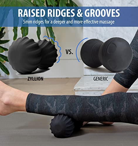 Zyllion ZMA-30 Vibrating Peanut Massage Ball Roller for Pain Relief, Black | Cordless, Deep Tissue, Electric, Rechargeable, Body Massager, 4 Modes, Physical Therapy, Muscle Recovery, Myofascial Release - color: Black