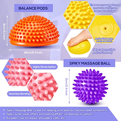 8 Pcs Balance Disc Set with Hand Pump, Wobble Cushion, 3 Balance Pods & 4 Spiky Massage Balls, for Sensory child, Balancing Training, Physical Recovery, Exercise, Adults, Dogs - color: Vivid Colors