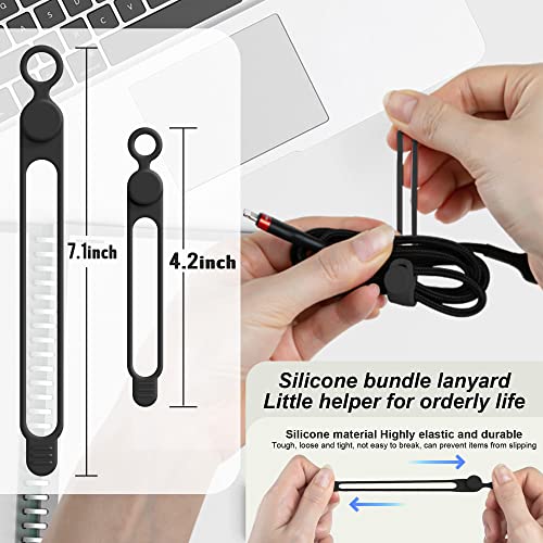 Silicone Cable Ties Cord Organizer for Cable Management, 16PCS 4.2" and 7.1" Reusable Cable Organizer Electronic Accessories for Home, Office, Kitchen, School, Travel (Black) - color: Black, size: 4.2 Inch+7.1 Inch