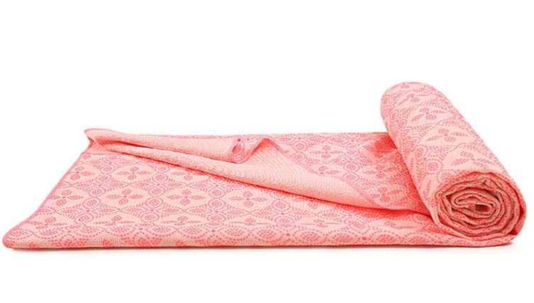 Yoga Towel, Hot Yoga Mat Towel - Sweat Absorbing Non-Slip for Hot Yoga, Pilates and Workout, 24x72 inches with Upgraded Clover-Shaped Grip Dots (Pink 2) - color: Pink 2