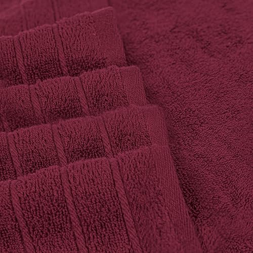Tens Towels Pack of 8 Towels Set, 2 Extra Large Bath, 2 Hand, 4 Washcloths, 100% Cotton, Lighter Weight, Quicker to Dry, Super Absorbent, Perfect for Bathroom, Burgundy - color: Burgundy