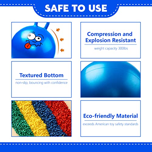 Hopper Ball, Bouncing Ball with Handle, 22 Inches Jumping Hoppity Hop Toys, Sit and Bounce on Toys for Boys and Girls Gifts - color: Blue Smile, size: Age:10+(22''/55cm)
