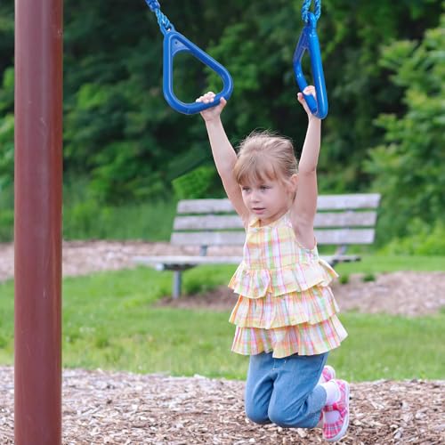 PELLOR 4 Colorful Ninja Rings, Gymnastic Rings Trapeze Swing Bar Ring with Triangle Handle for Home Gym Playground Ninja Warrior Obstacle Course Training Workout - color: 4