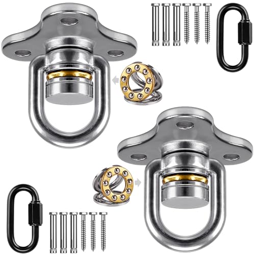 SELEWARE Heavy Duty Swing Hanger Bearing Swivel Hook, 360 Swivel Swing Hanger with Carabiner, Indoor Outdoor Swing Hardware for Tire Swing Kit Saucer Swing Playground Accessories, 2 Pack - color: Bearing Swing Hangers, 2 Pack
