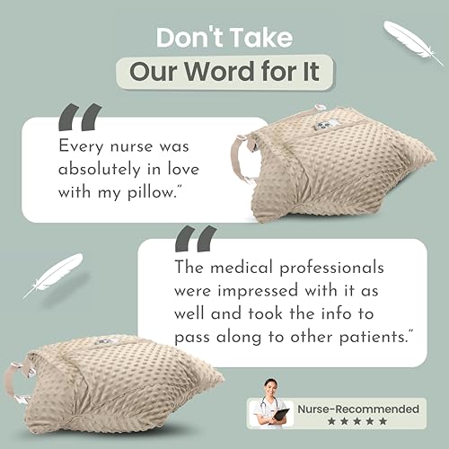 MOYOAMA Hysterectomy Pillow Post Surgery – Form-Fit Support Shield with Secure Straps, 2 Pockets, & Cozy Muff – After Hysterectomy Recovery Must-Haves, Post-Op C-Section Pillow Post Surgery Gifts - color: Sandstone Beige