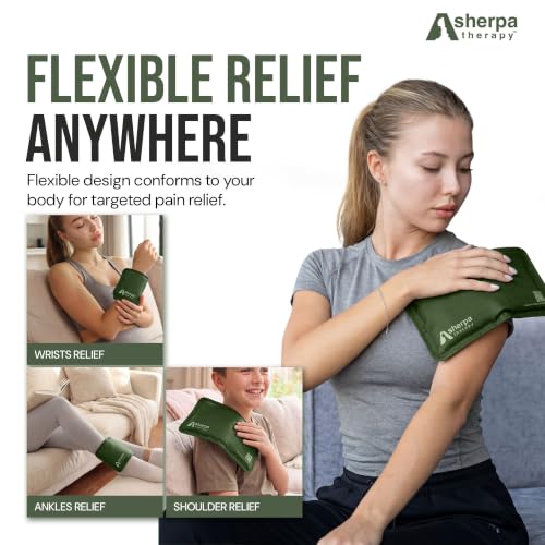 Small Flexible Gel Ice Packs for Injuries Reusable - Soft Hot and Cold Packs for Injuries for Ankle, Hand, Wrist, Head Pain Relief - 5" x 10" - 2PK - Green - size: Small (2 pack), style: Green